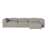 Modern modular sofa in soft gray fabric with a sleek, minimalistic design and clean lines. Perfect for contemporary decor.