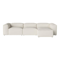 White modular sofa with smooth, modern lines and a minimalist design. Ideal for contemporary living spaces.