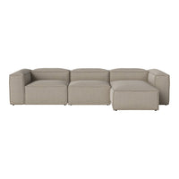 Beige sectional sofa with modern square design and subtle texture, perfect for stylish living spaces.