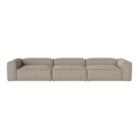 Light beige sectional sofa with a textured, modern design and clean lines, perfect for contemporary decor.