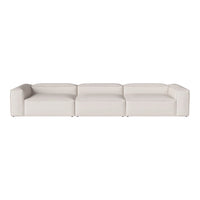 Modern white sectional sofa with sleek lines and minimalistic design, perfect for contemporary decor.