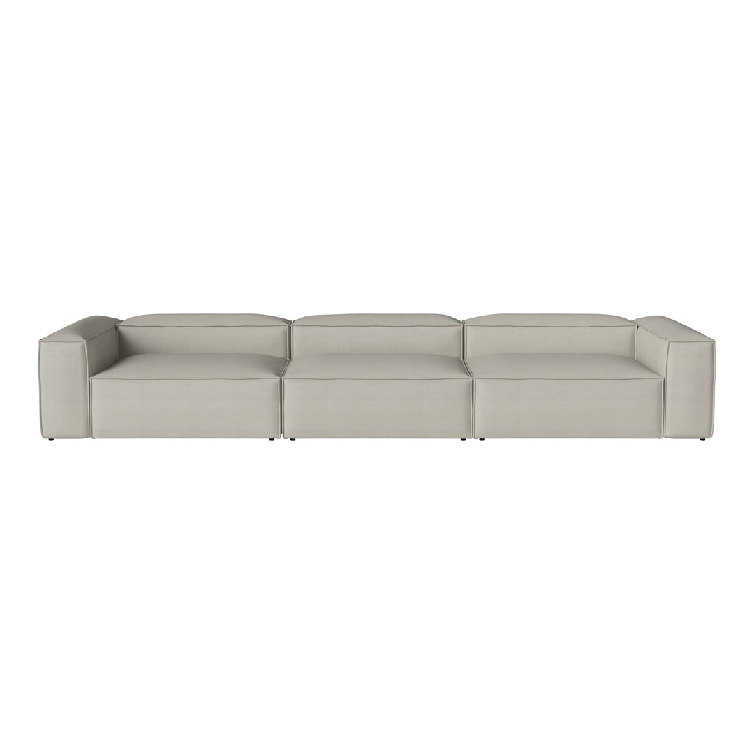 Stylish light gray modular sofa with a smooth, minimalist design and no distinct patterns.