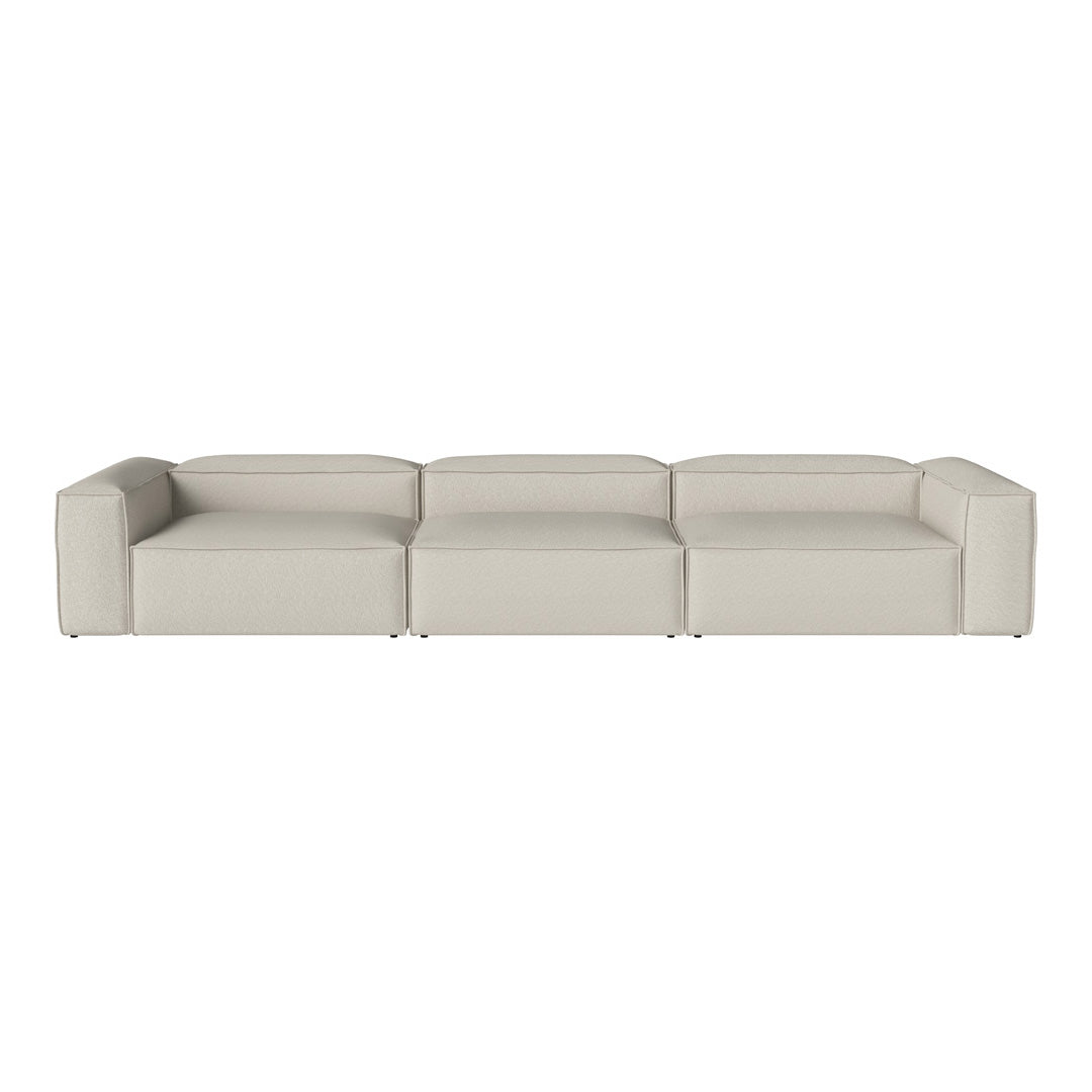 Light beige, minimalist sectional sofa with clean lines and smooth texture, perfect for modern interiors.