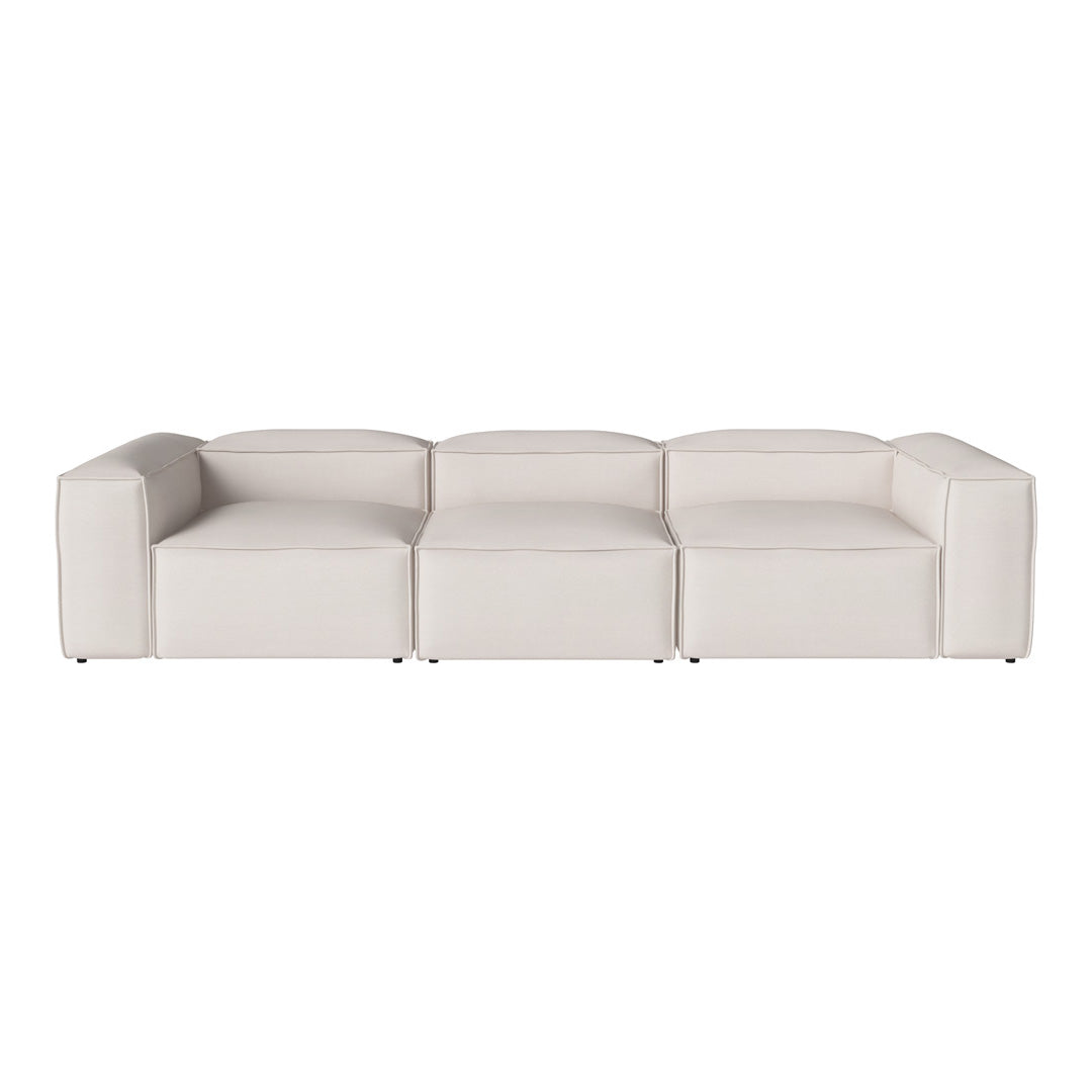 Modern modular sofa in soft white leather with a minimalist design and clean lines, perfect for contemporary decor.