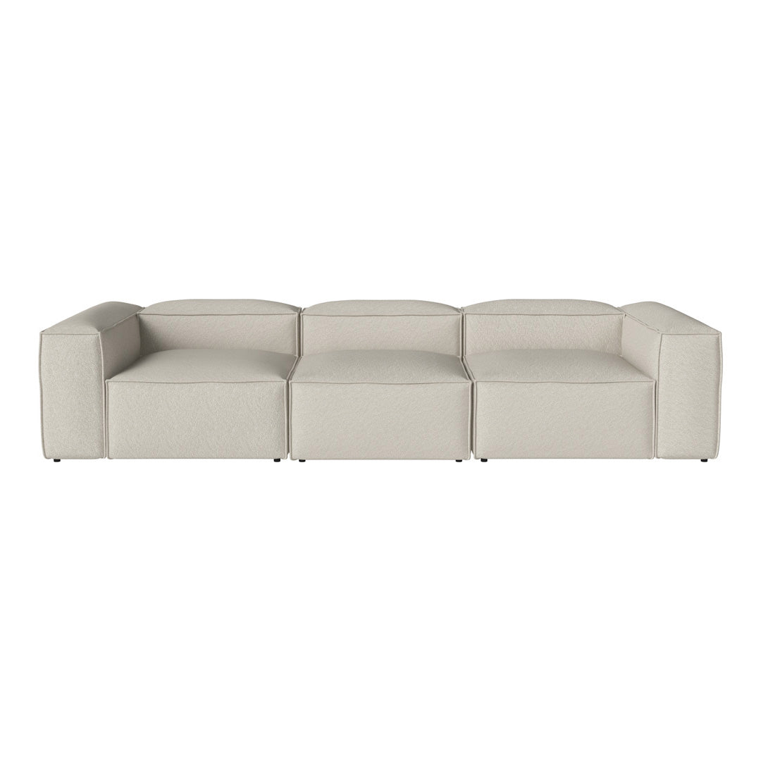 Modern modular sofa in soft beige with sleek lines and minimalistic design, perfect for contemporary spaces.