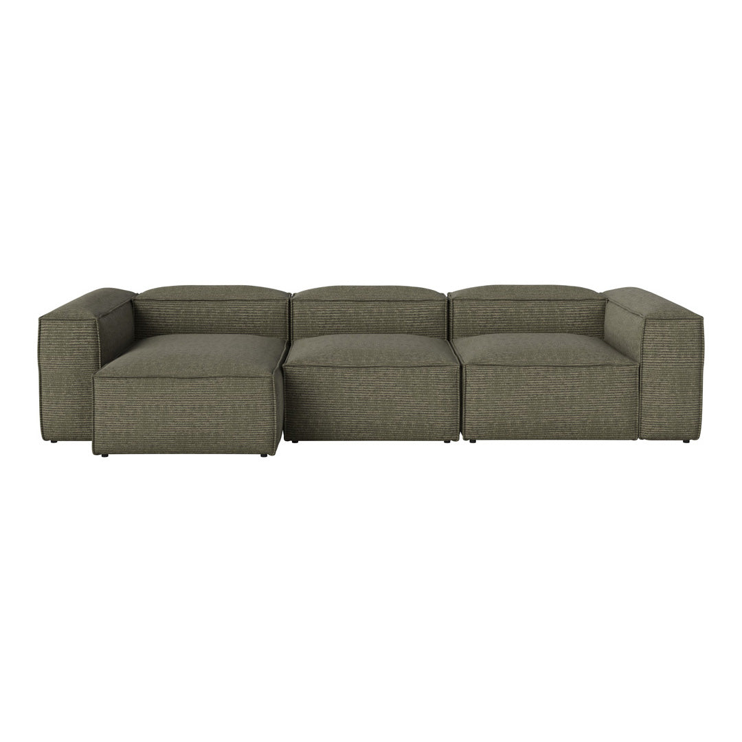 Green textured modular sofa with a minimalist design and clean lines, perfect for contemporary living spaces.