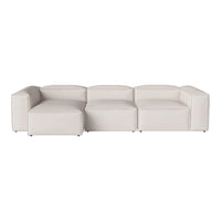 White modern L-shaped sofa with clean lines and a minimalist design, perfect for contemporary decor.