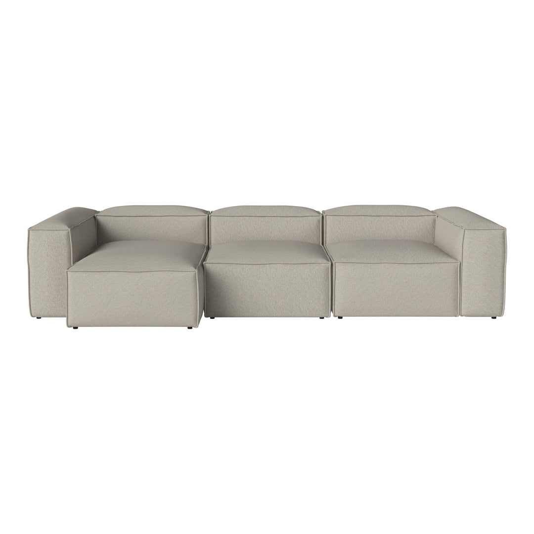 Light gray modular sofa with a sleek, minimalist design and smooth, textured upholstery. Perfect for modern decor.