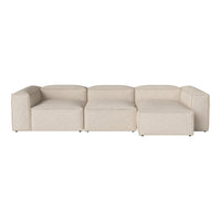 Beige modular sofa with a smooth, textile finish and clean, modern lines. Perfect for contemporary living spaces.