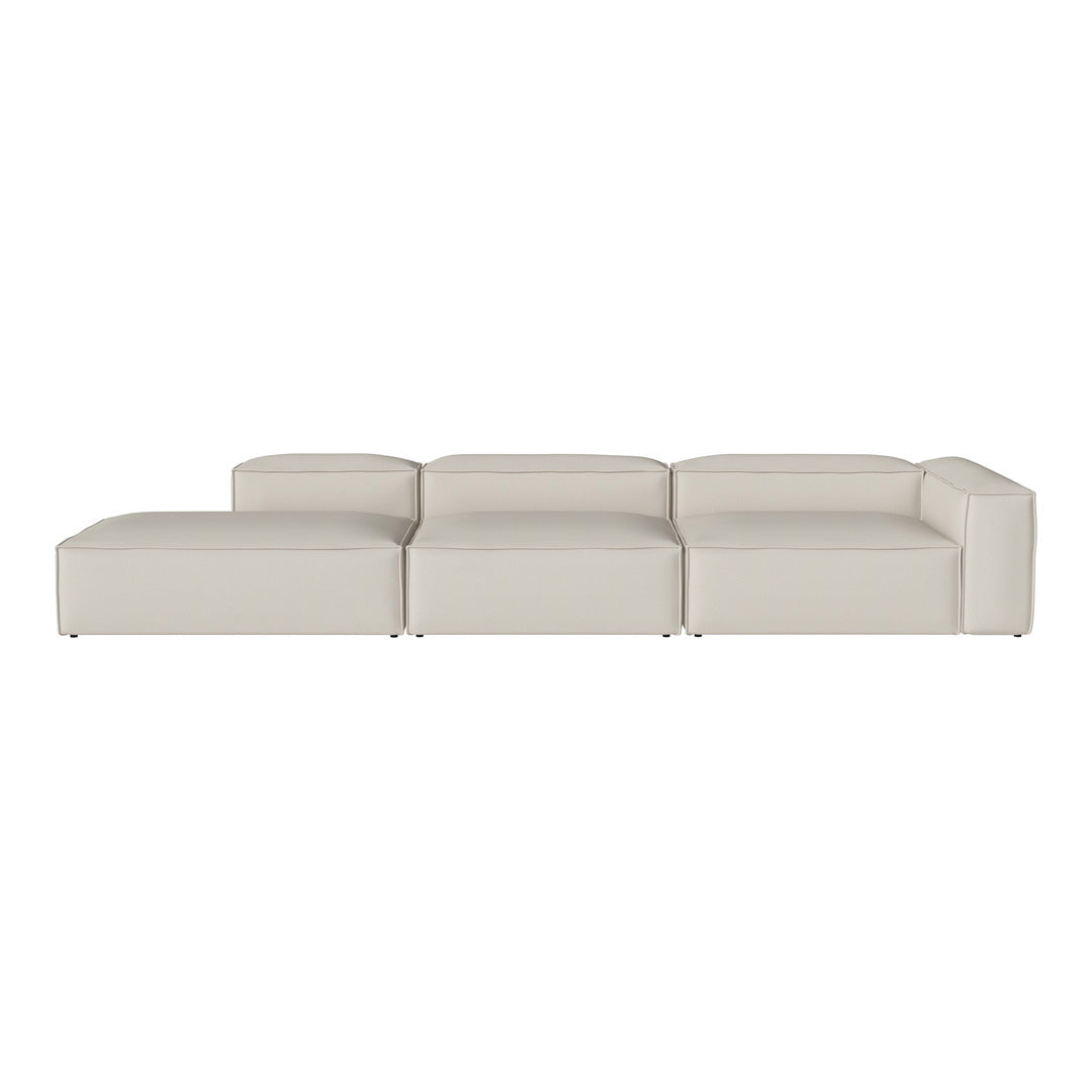 Stylish beige sectional sofa with a sleek, modern design and smooth, clean lines. Ideal for contemporary living spaces.