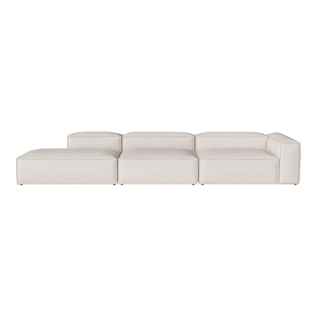 Modern white sectional sofa with clean lines and a minimalist design, perfect for any contemporary living space.