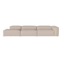 Beige modular sofa with a sleek, minimalist design, featuring smooth, uniform fabric texture. Perfect for modern interiors.
