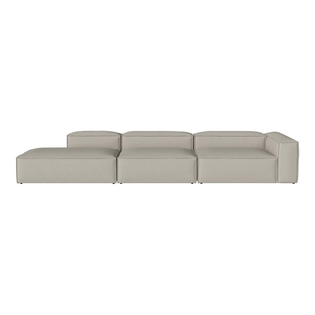 Light gray modular sofa with a smooth, solid pattern for a modern aesthetic. Ideal for contemporary living spaces.