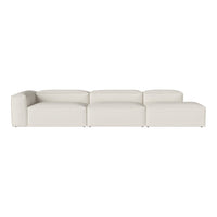 Modern white sectional sofa with clean lines and smooth, minimalist design, perfect for contemporary interiors.