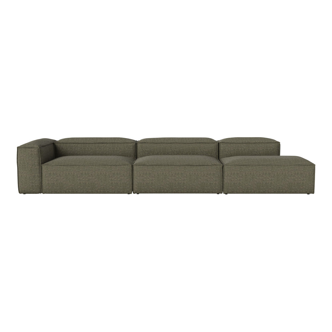 Olive green modular sofa with a textured, woven pattern, perfect for modern living spaces.