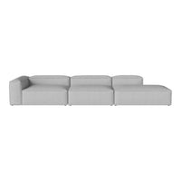 Modern gray sectional sofa with a sleek, minimalist design and subtle textured fabric. Perfect for contemporary spaces.