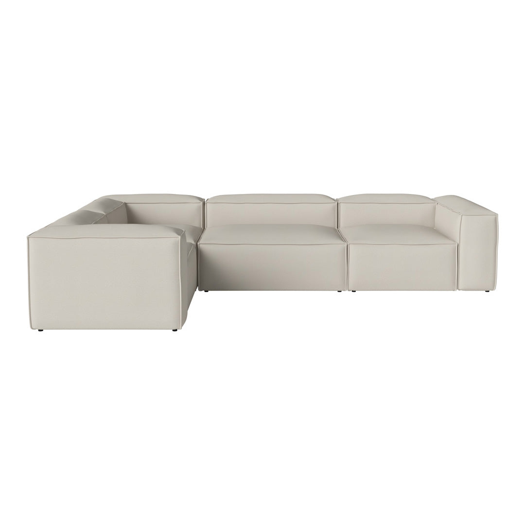 Light gray sectional sofa with a modern design and smooth, minimalist pattern. Perfect for contemporary living spaces.