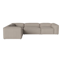 Light beige sectional sofa with clean lines and a minimalist design, perfect for modern living spaces.