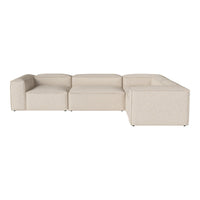 Beige sectional sofa with a smooth, solid fabric finish and modern, minimalist design. Perfect for versatile decor.