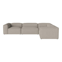 Beige sectional sofa with a sleek, minimalist design and solid fabric upholstery, perfect for modern interiors.