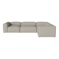 Light gray sectional sofa with a modern, minimalist design and smooth, uniform upholstery. Perfect for contemporary spaces.