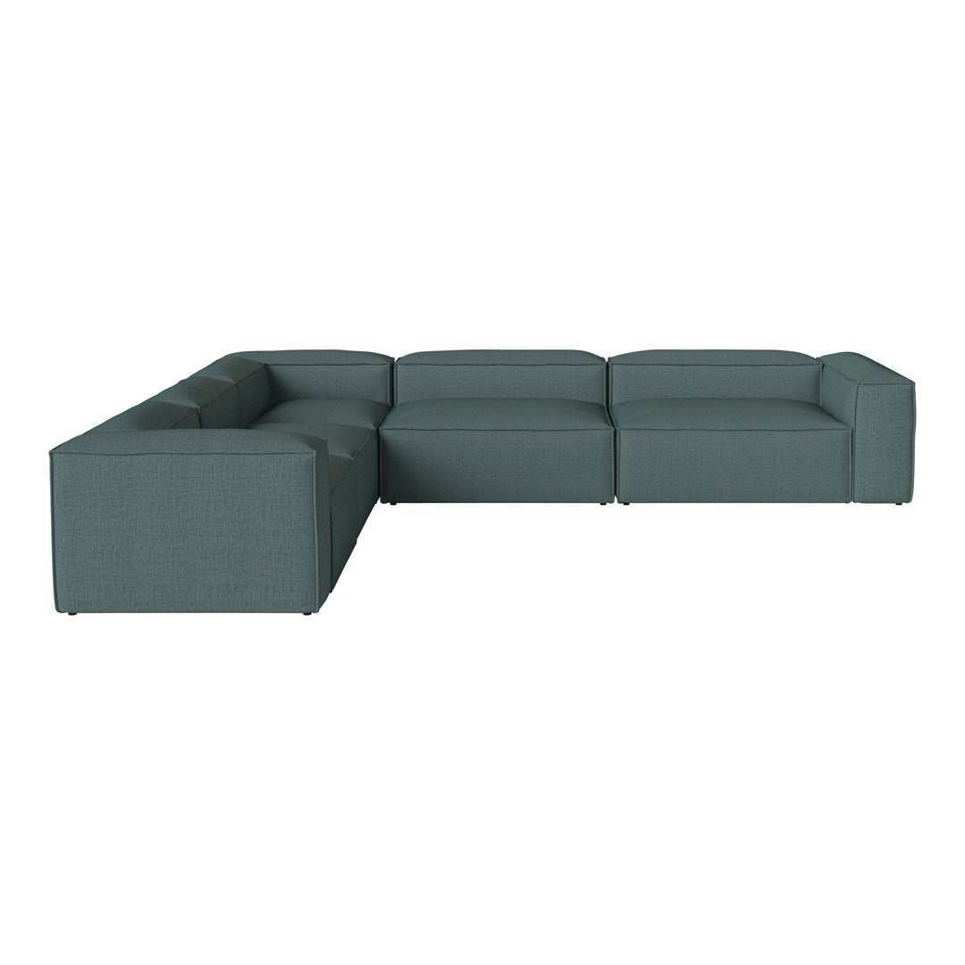 Stylish dark teal sectional sofa with a smooth, modern design and no visible patterns, perfect for contemporary spaces.