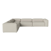 Light gray sectional sofa with a sleek, modern design and smooth fabric texture, perfect for contemporary decor.