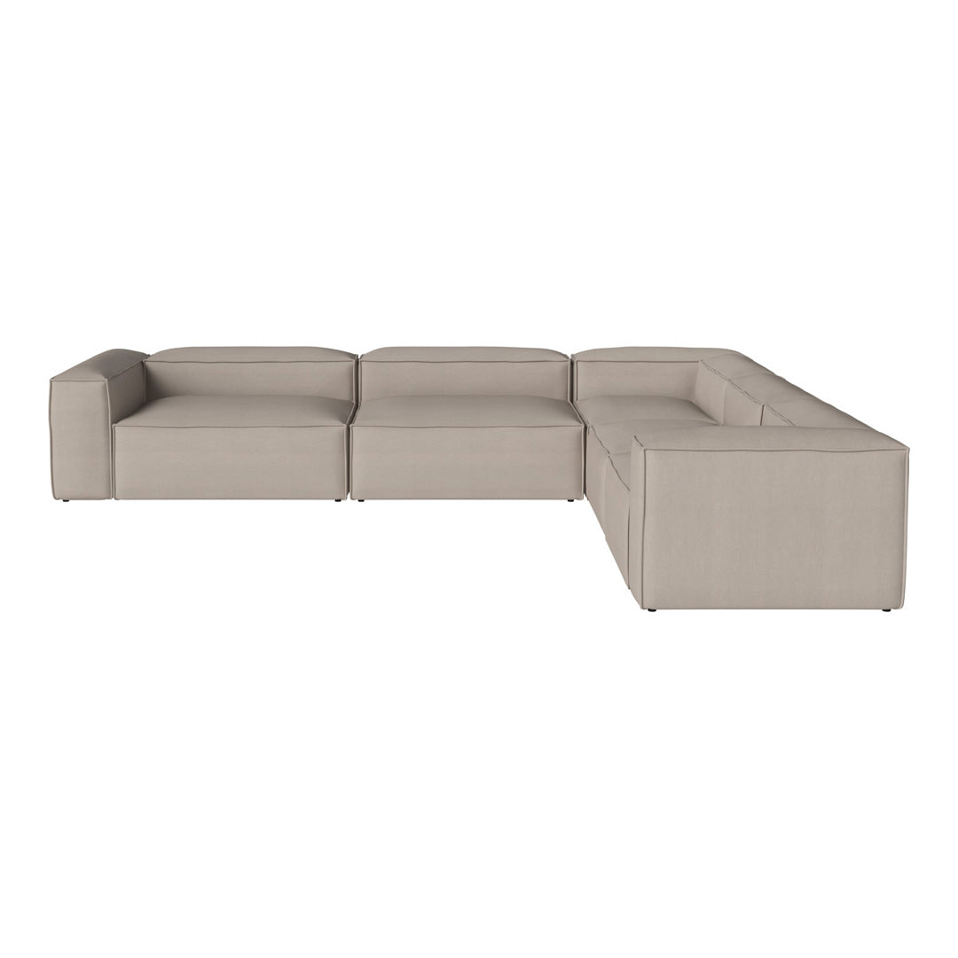 Light beige sectional sofa with a clean, modern design. Smooth fabric and minimalist style complement any decor.