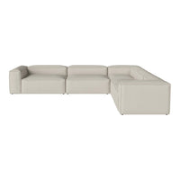 Beige modern sectional sofa with a sleek, minimalist design and smooth textures, perfect for contemporary spaces.