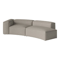 Gray sectional sofa with a modern, textured fabric design and clean lines, ideal for contemporary living spaces.
