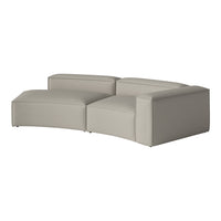 Light gray curved sectional sofa with a textured fabric pattern, offering a modern and minimalist design.