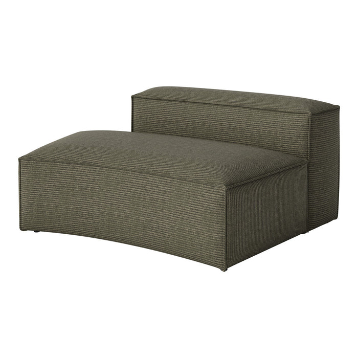 Green striped upholstered chaise lounge with clean lines and a modern design. Perfect for contemporary decor.