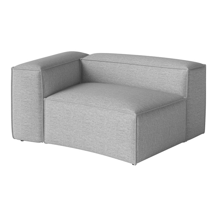 Light grey upholstered modular sofa with a subtle woven texture. Perfect for contemporary living spaces.