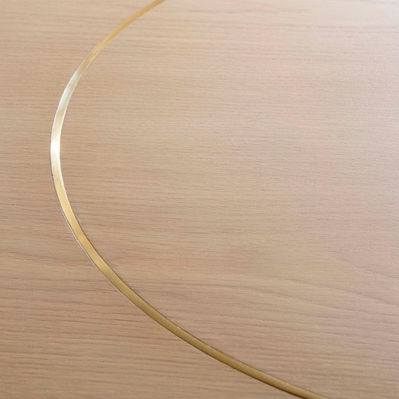 Light wood texture with a subtle golden metallic line creating an elegant curved pattern.