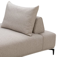 Beige textured fabric sofa with a matching cushion and minimalist design, perfect for modern interiors.