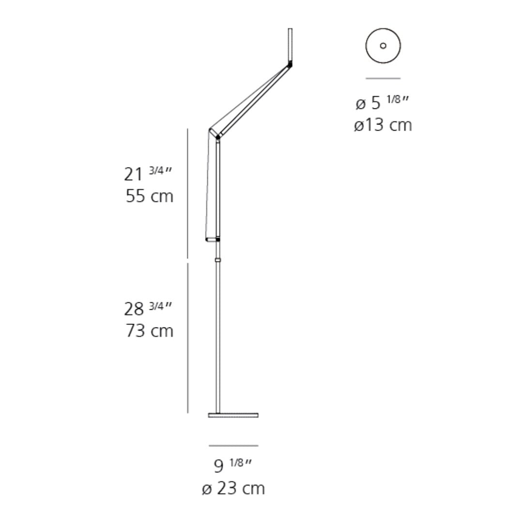 Sleek silver floor lamp with modern design, featuring clean lines and a minimalist aesthetic.