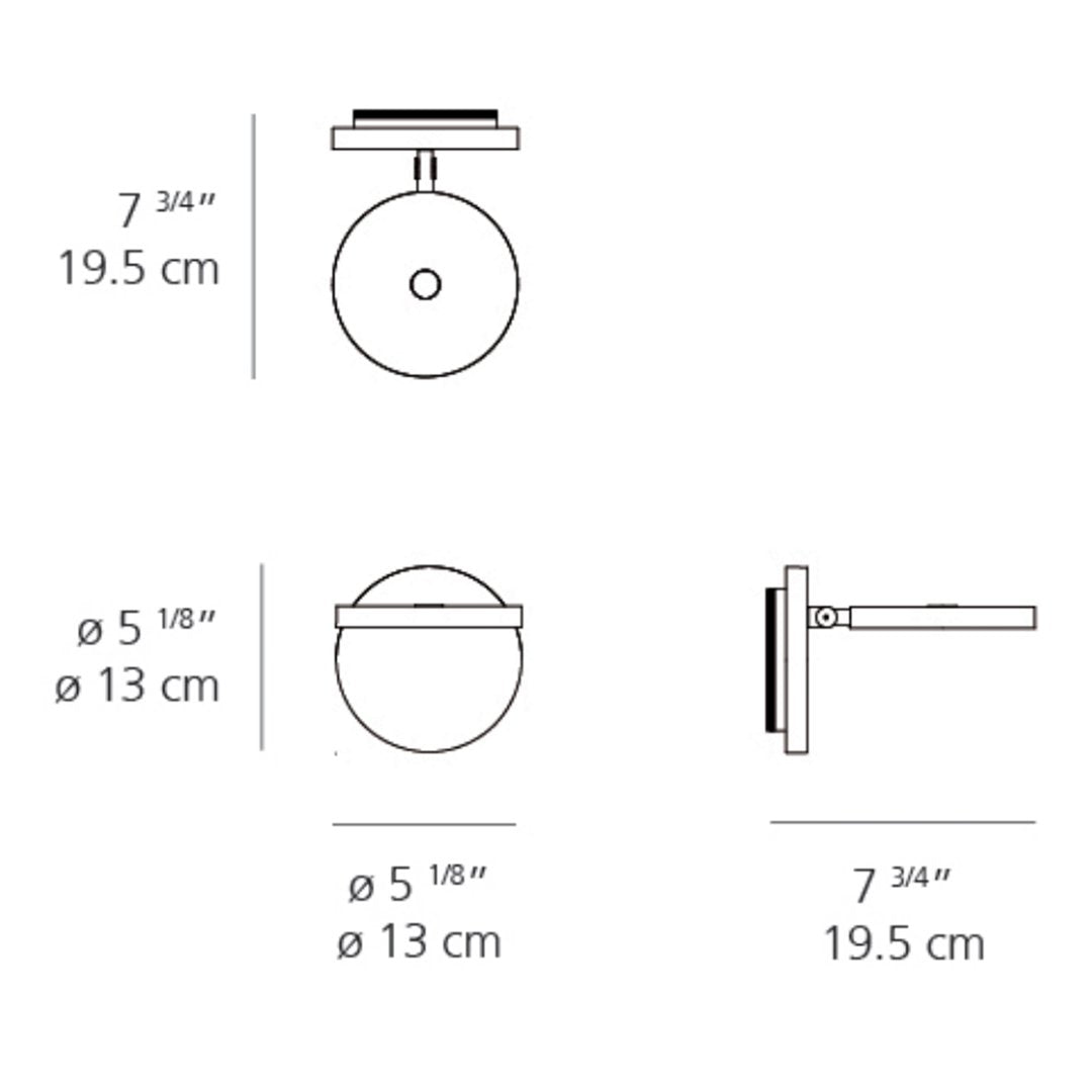 "Illustration of a round light fixture featuring a sleek black base and a glossy white dome shade."