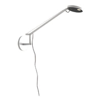 Sleek white wall lamp with a black shade, featuring a modern design and minimalist lines. Perfect for contemporary decor.