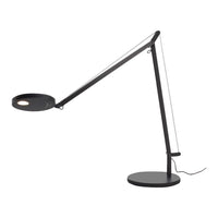 Sleek black desk lamp with a minimalist design and white LED light accent. Modern style complements any décor.