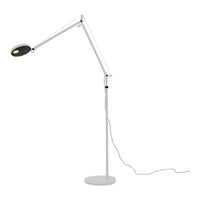 Modern black and white adjustable floor lamp with sleek lines and a minimalist design, perfect for contemporary decor.