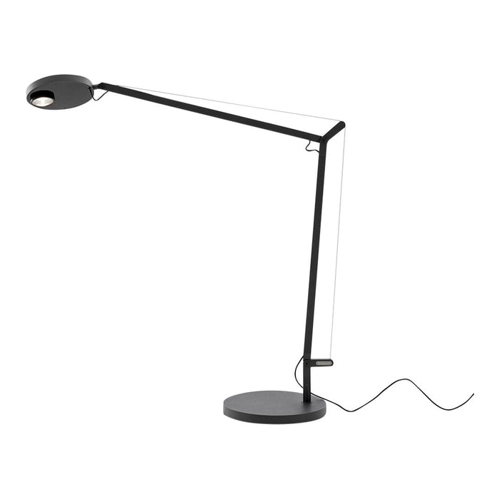 Sleek black desk lamp with a modern design and minimalist pattern, perfect for contemporary decor.