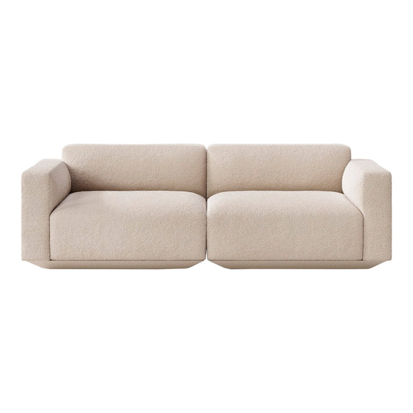 Beige modular sofa with clean lines and a soft texture, perfect for modern living spaces.