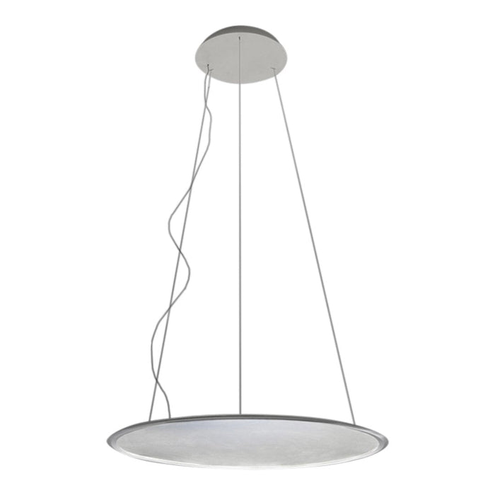 Sleek silver pendant light with a minimalist round design and smooth frosted shade, enhancing modern decor.