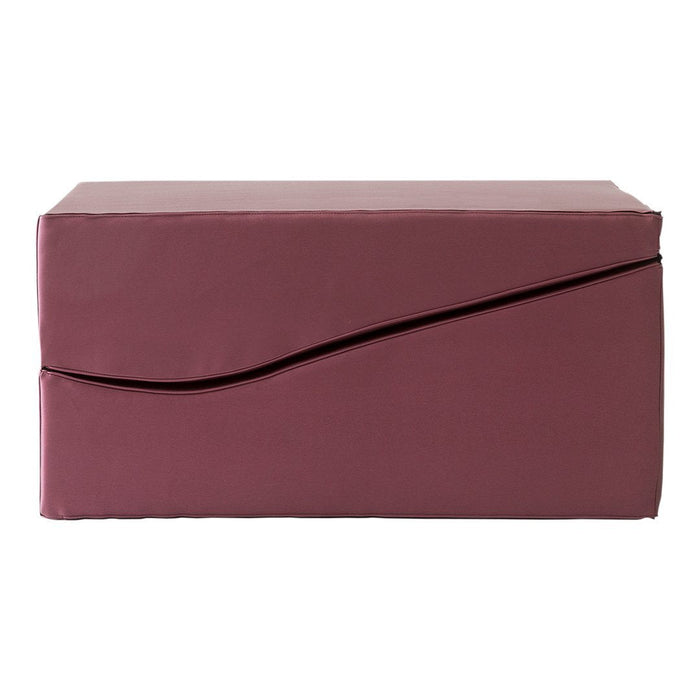 "Textured maroon storage box with a sleek black accent pattern, ideal for modern decor."