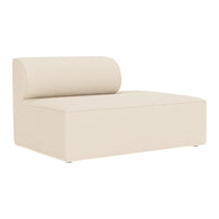 Beige modern chaise lounge with a sleek cylindrical back for contemporary decor. Ideal for minimalistic interiors.