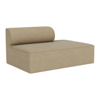Taupe-colored modular sofa with a smooth, textured fabric and a rounded backrest. Modern and minimalist design.