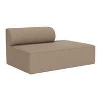 Tan upholstered modular sofa with a smooth texture and rounded backrest, perfect for modern decor.