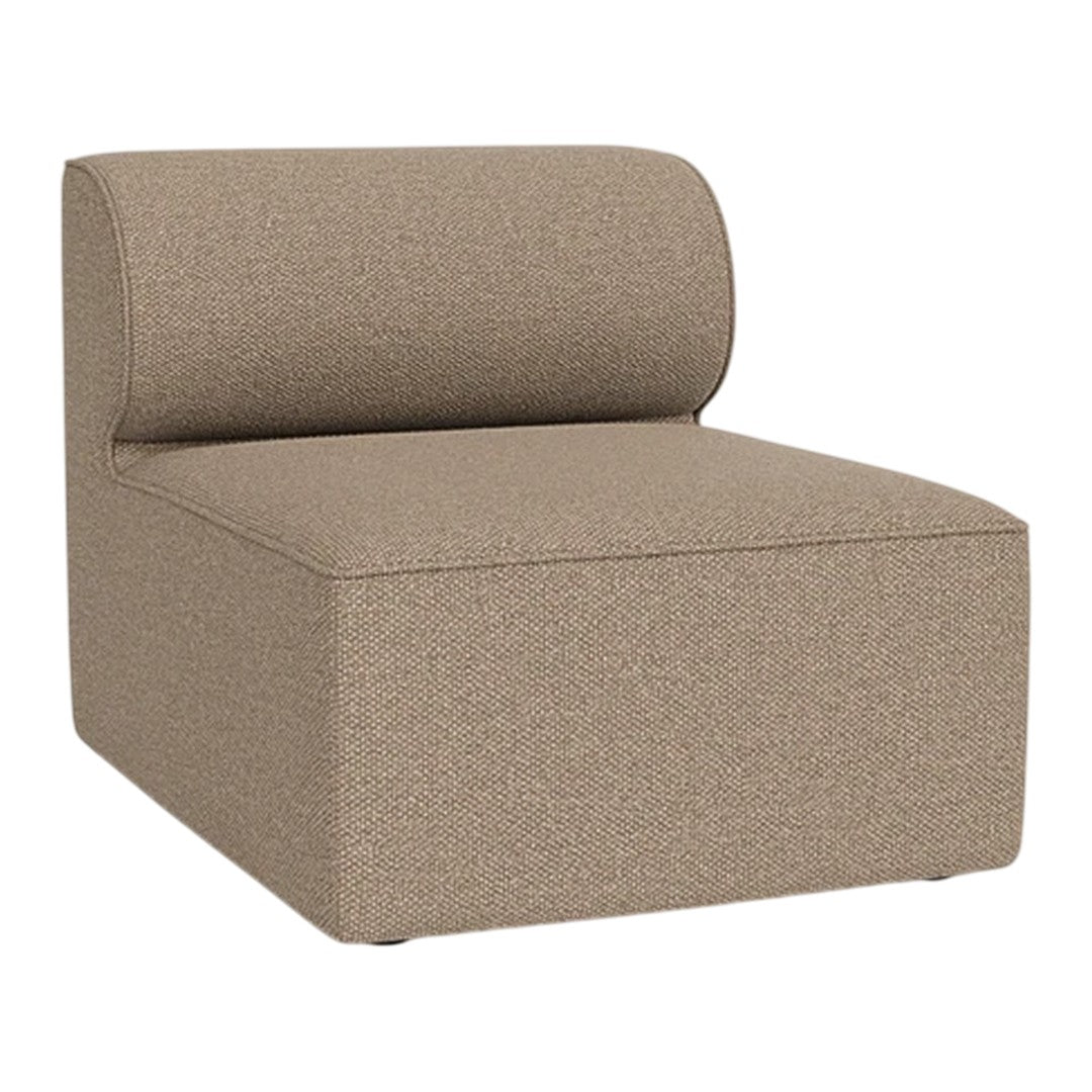 Tan fabric accent chair with a textured finish and rolled back design. Perfect for modern and cozy interiors.