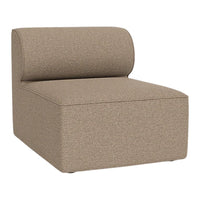 Tan fabric accent chair with a textured finish and rolled back design. Perfect for modern and cozy interiors.