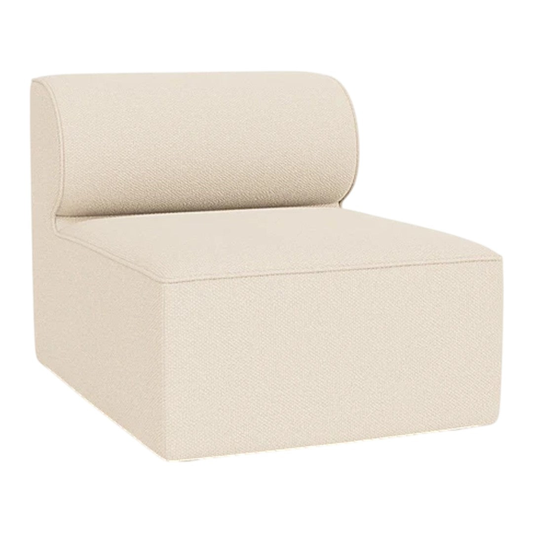 Beige modular chair with a smooth, minimalist design and a rounded backrest, perfect for modern decor.